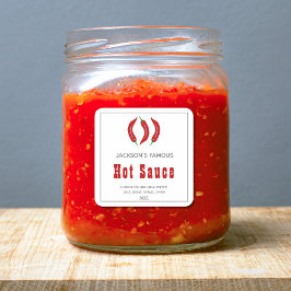 Homemade Hot Sauce | Chili Sauce Label Quadratischer Aufkleber