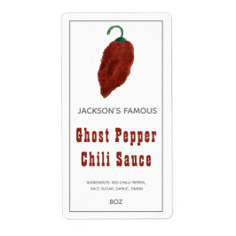 Homemade Hot Sauce Ghost Pepper Chili Sauce Label
