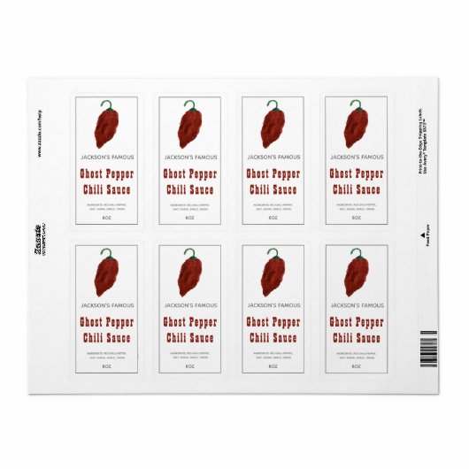 Homemade Hot Sauce Ghost Pepper Chili Sauce Label (Vorne)