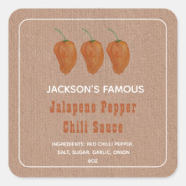 Homemade Hot Sauce Jalapen Pepper Chili Sauce Quadratischer Aufkleber