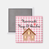 Homemade Hugs Pink Gingham Magnet (Vorderseite/Rückseite)