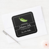 Homemade Jalapeno Jelly Square Label Black Quadratischer Aufkleber (Umschlag)