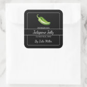 Homemade Jalapeno Jelly Square Label Black Quadratischer Aufkleber (Tasche)