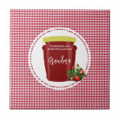 Homemade Jam Red and White Gingham Editable Label Fliese (Vorderseite)