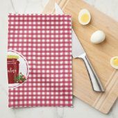 Homemade Jam Red and White Gingham Editable Label Geschirrtuch (Viertel Falte)
