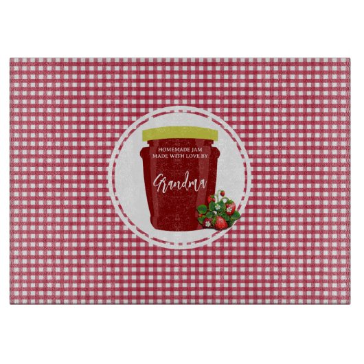 Homemade Jam Red und White Gingham Cotattaccore Schneidebrett (Vorderseite)