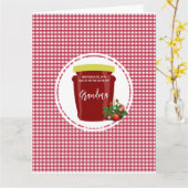 Homemade Jam Red und White Gingham Editable Karte (Gelbe Blume)