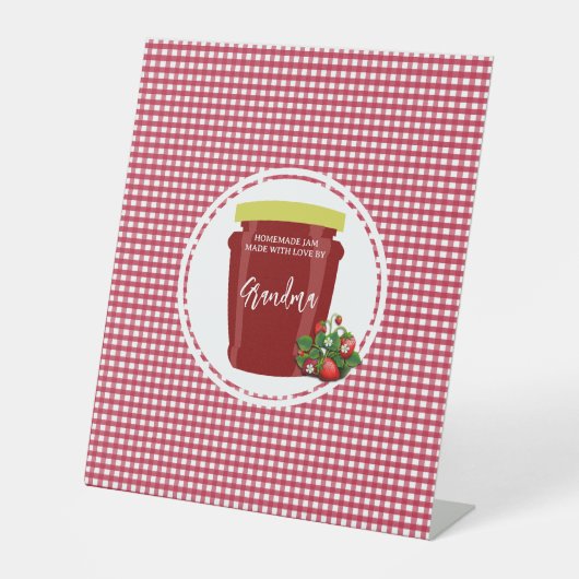Homemade Jam Red und White Gingham Editable Sockelschild (Vorderseite)