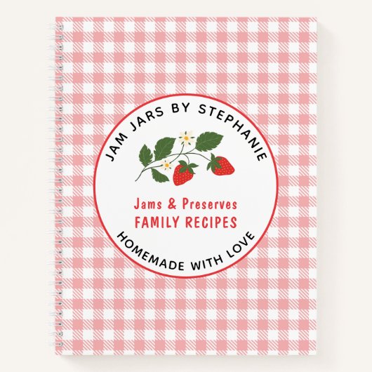 Homemade Jams Preserve Red Kariert Recipe Notizblock (Vorderseite)