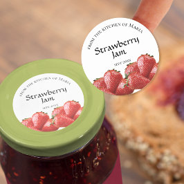 Homemade Jelly Strawberry Jam Jar Lid Label Runder Aufkleber
