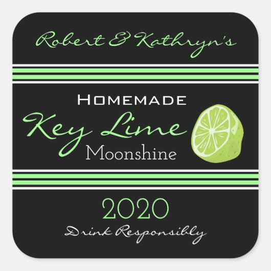 Homemade Key Limon Moonshine Personalisiert Quadratischer Aufkleber (Vorderseite)
