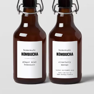 Homemade Kombucha Labels Weinetikett