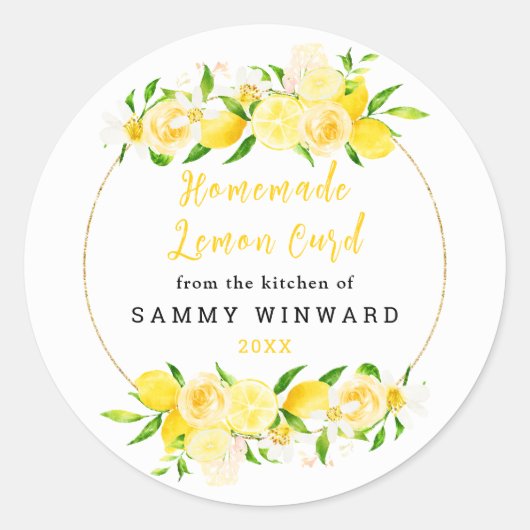 Homemade Lemon Curd Canning Label Runder Aufkleber (Vorderseite)