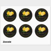 Homemade Lemon Curd Label | Schwarz Runder Aufkleber (Blatt)