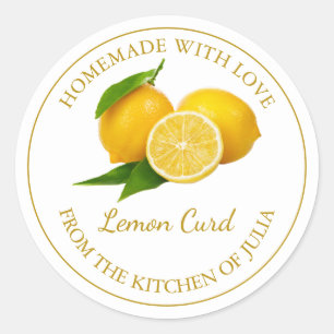 Homemade Lemon Curd Label weiß Runder Aufkleber