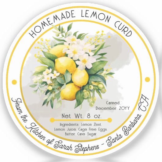 Homemade Lemon Curd Lemon Bouquet Canning Aufkleber (Vorderseite)