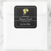 Homemade Lemon Curd Square Label Black Quadratischer Aufkleber (Tasche)