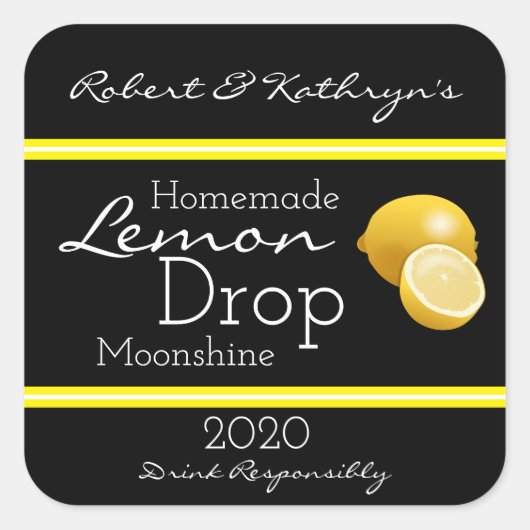 Homemade Lemon Drop Moonshine Personalisiert Quadratischer Aufkleber (Vorderseite)