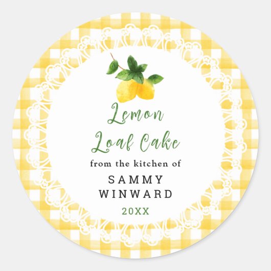 Homemade Lemon Loaf Cake Label Runder Aufkleber (Vorderseite)