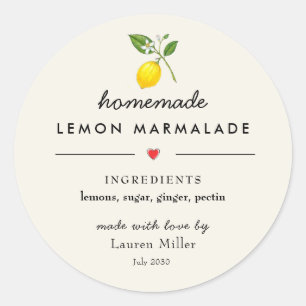 Homemade Lemon marmalade Modern Jar Runder Aufkleber