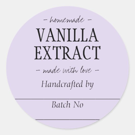 Homemade Lilac Vanilla Extract Kitchen Jar Runder Aufkleber (Vorderseite)
