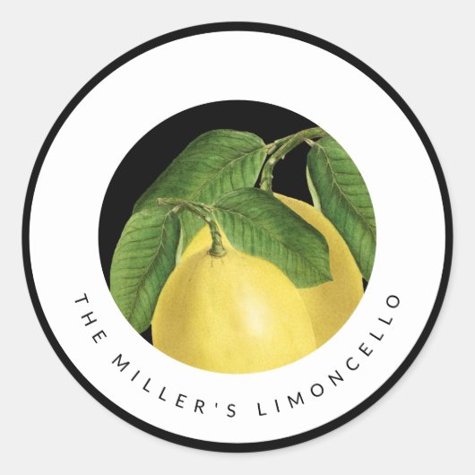 Homemade Limencello | Schwarzer/weißer moderner Te Runder Aufkleber (Vorderseite)