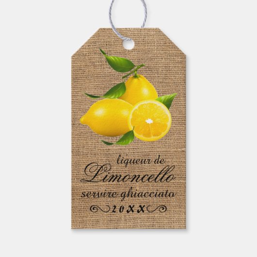 Homemade Limoncello Burlap Look Flasche Hang Tag | Geschenkanhänger (Vorderseite)