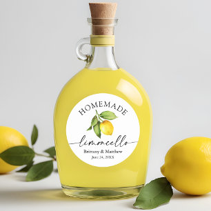 Homemade Limoncello Calligrafy Watercolor Lemon Runder Aufkleber