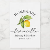 Homemade Limoncello Calligrafy Watercolor Lemon Weinetikett (Einzelnes Label)