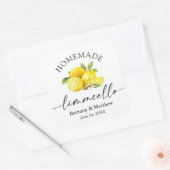 Homemade Limoncello Calligraphy Wasserfarben Zitro Quadratischer Aufkleber (Umschlag)