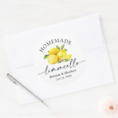 Homemade Limoncello Calligraphy Wasserfarben Zitro Runder Aufkleber (Umschlag)
