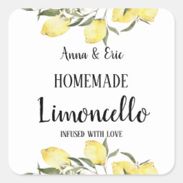Homemade Limoncello Elegant Modern Wedding Quadratischer Aufkleber