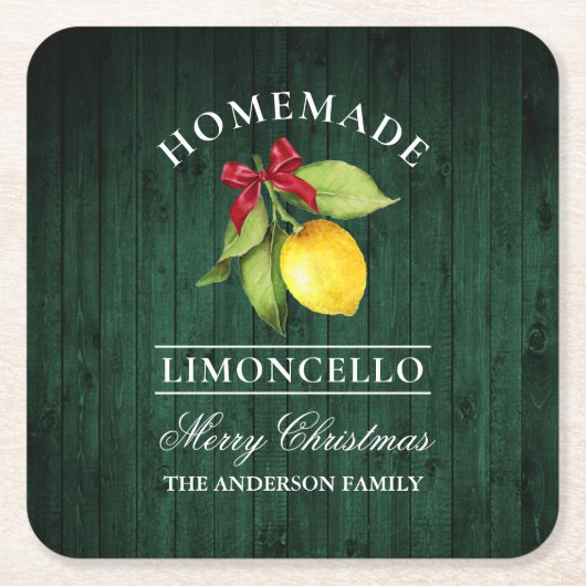 Homemade Limoncello Green Wood Print Weihnachten Rechteckiger Pappuntersetzer (Vorderseite)