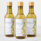 Homemade Limoncello Italian Blue Tile Floral Lemon Weinetikett (Flaschen)