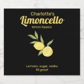 Homemade Limoncello Lemon Lemon Lemon Alkoholflaschenetikett (Einzelnes Label)