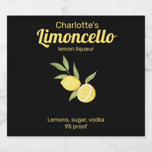 Homemade Limoncello Lemon Lemon Lemon Alkoholflaschenetikett (Einzelnes Label)