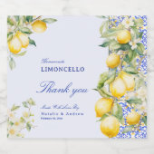 Homemade Limoncello Mediterranean Tile Thank you Alkoholflaschenetikett (Einzelnes Label)