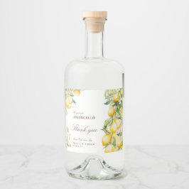 Homemade Limoncello Watercolor Lemons Thank you Alkoholflaschenetikett