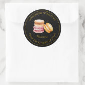 Homemade Macaron Label | Schwarz Runder Aufkleber (Tasche)