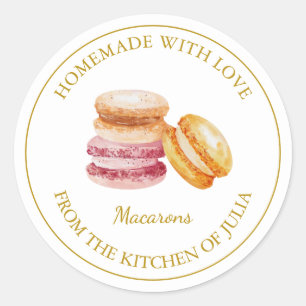 Homemade Macaron Label   Weiß Runder Aufkleber
