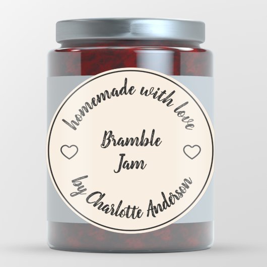 Homemade Made with Liebe | Heart Jam Cream Ivory Runder Aufkleber