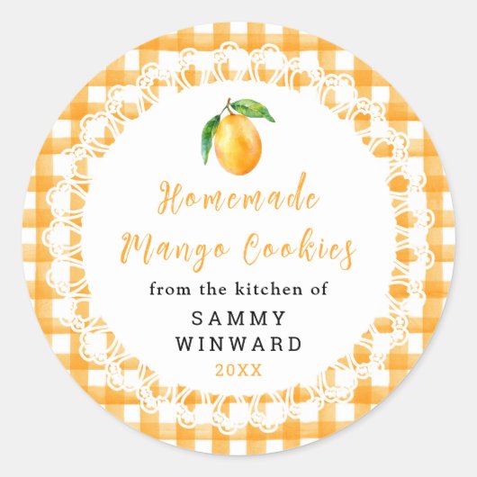 Homemade Mango Cookie Label Runder Aufkleber (Vorderseite)