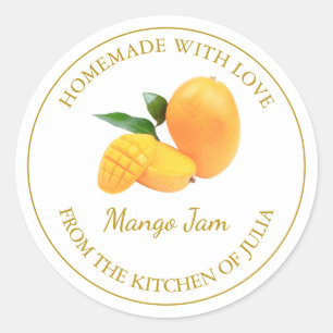 Homemade Mango Jam Label weiß Runder Aufkleber