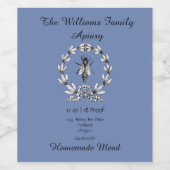 Homemade Mead | Honigwein | Queen Bee on Blue Weinetikett (Einzelnes Label)