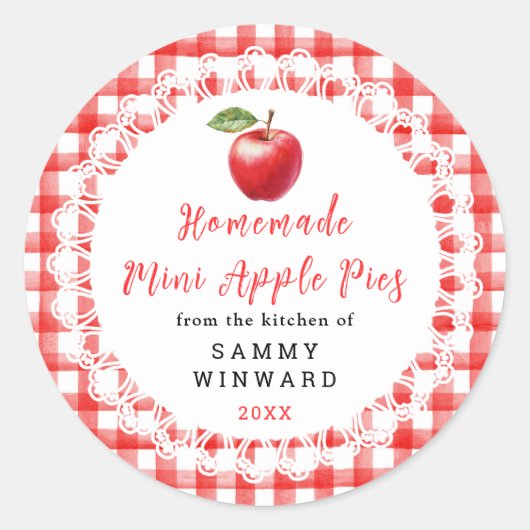 Homemade Mini Apple Pies Label Runder Aufkleber (Vorderseite)