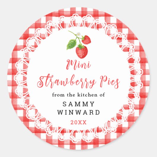 Homemade Mini Strawberry Pies Label Runder Aufkleber (Vorderseite)