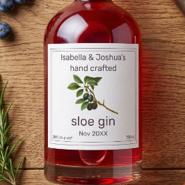 Homemade mit dem Sloe-Gin-Label der Liebe Alkoholflaschenetikett