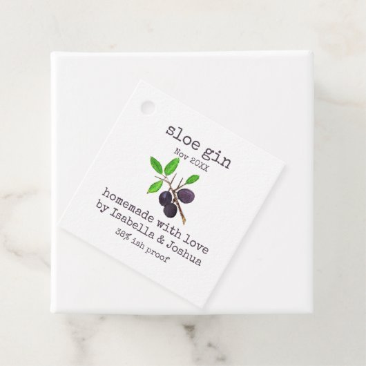 Homemade mit dem Sloe-Gin-Label der Liebe Geschenkanhänger (Beispiel)