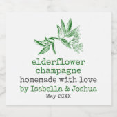 Homemade mit Liebe Elderflower Chanpagne Label Schaumweinetikett (Einzelnes Label)