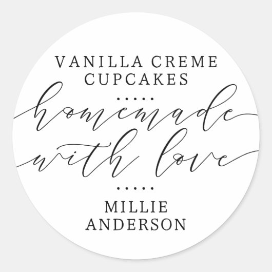 Homemade mit Liebe Handgeschriebenes Skriptgeschäf Runder Aufkleber (Vorderseite)